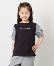 KJKGD42015 a.v.v KIDS(アー・ヴェ・ヴェ) [110-160]【WEB限定】シアーギンガムスリーブTシャツ ブラック