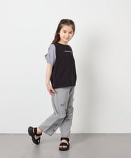 KJKGD42015 a.v.v KIDS(アー・ヴェ・ヴェ) [110-160]【WEB限定】シアーギンガムスリーブTシャツ ブラック