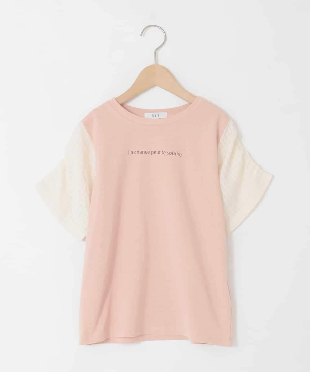 KJKGD42015 a.v.v KIDS(アー・ヴェ・ヴェ) [110-160]【WEB限定】シアーギンガムスリーブTシャツ オレンジ