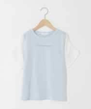 KJKGD42015 a.v.v KIDS(アー・ヴェ・ヴェ) [110-160]【WEB限定】シアーギンガムスリーブTシャツ ライトブルー