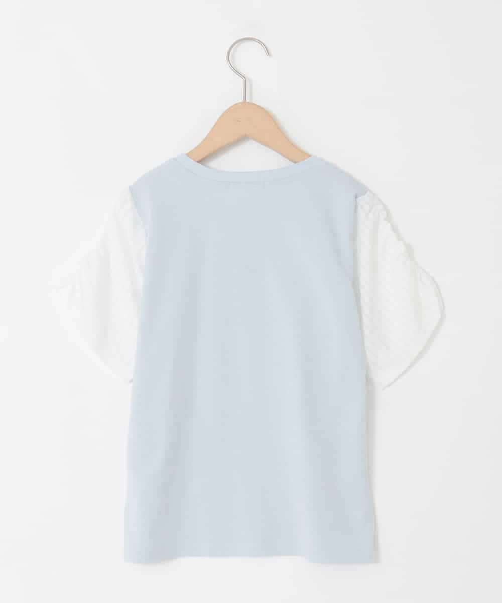 KJKGD42015 a.v.v KIDS(アー・ヴェ・ヴェ) [110-160]【WEB限定】シアーギンガムスリーブTシャツ ライトブルー
