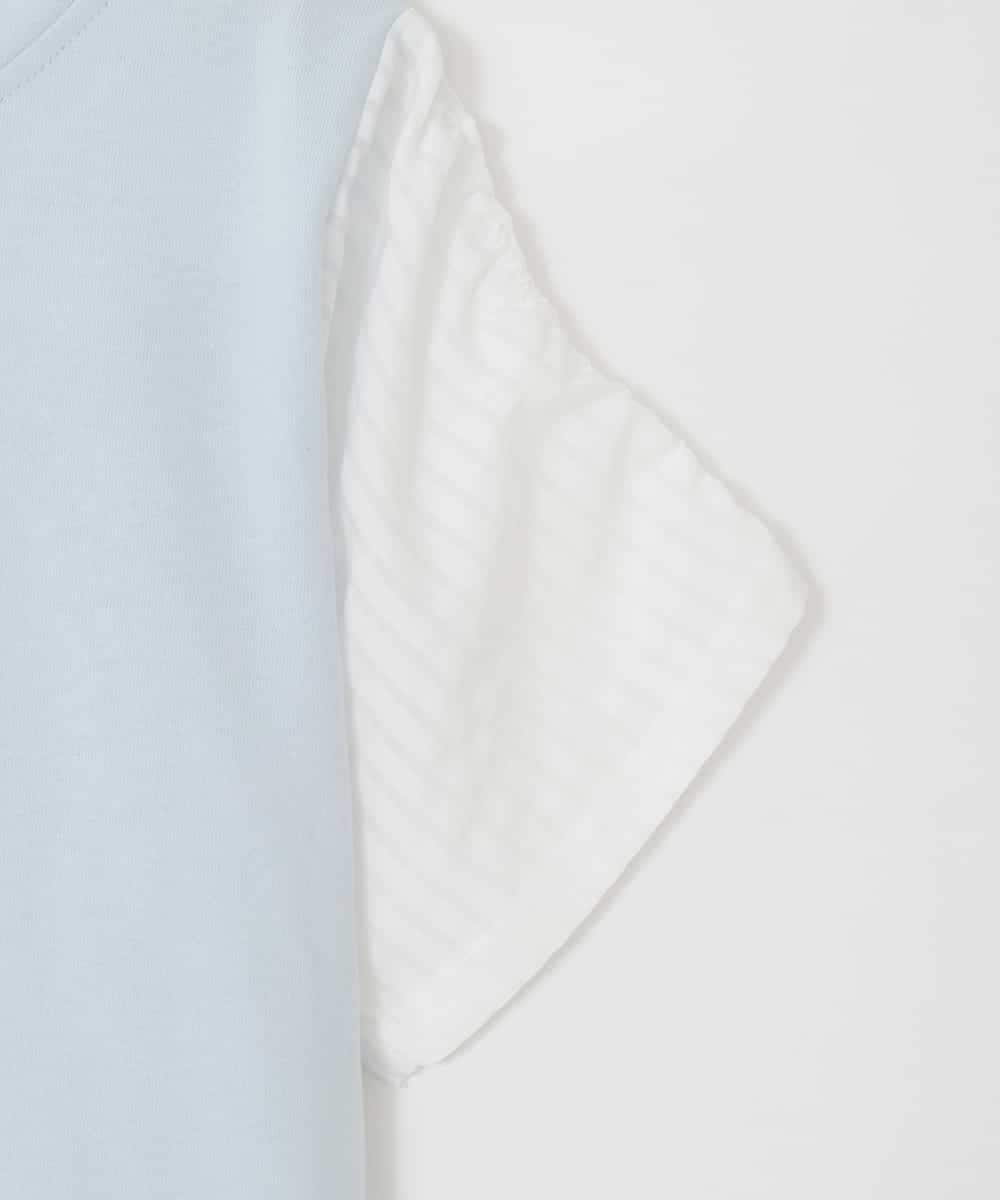 KJKGD42015 a.v.v KIDS(アー・ヴェ・ヴェ) [110-160]【WEB限定】シアーギンガムスリーブTシャツ ライトブルー