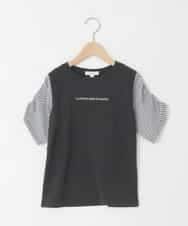 KJKGD42015 a.v.v KIDS(アー・ヴェ・ヴェ) [110-160]【WEB限定】シアーギンガムスリーブTシャツ ブラック