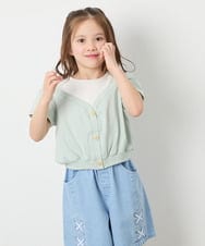 KJKGD55035 a.v.v KIDS(アー・ヴェ・ヴェ) [120-160]オフショルドッキングTシャツ グリーン