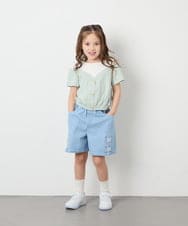 KJKGD55035 a.v.v KIDS(アー・ヴェ・ヴェ) [120-160]オフショルドッキングTシャツ グリーン
