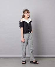 KJKGD55035 a.v.v KIDS(アー・ヴェ・ヴェ) [120-160]オフショルドッキングTシャツ ブラック