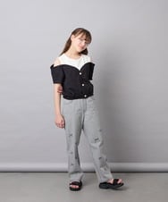 KJKGD55035 a.v.v KIDS(アー・ヴェ・ヴェ) [120-160]オフショルドッキングTシャツ ブラック