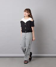 KJKGD55035 a.v.v KIDS(アー・ヴェ・ヴェ) [120-160]オフショルドッキングTシャツ ブラック