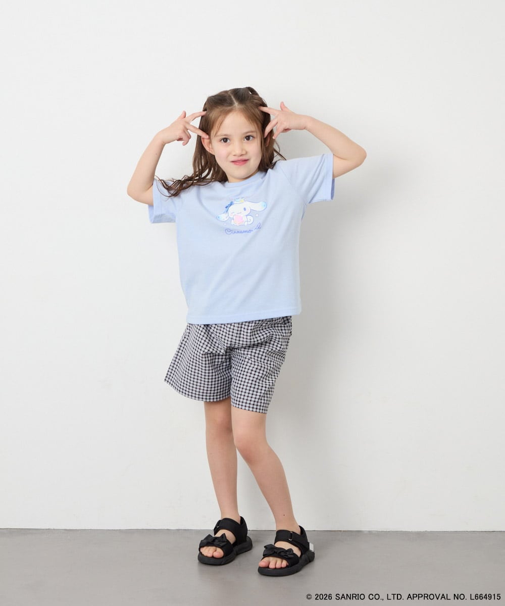 KJKGD61039 a.v.v KIDS(アー・ヴェ・ヴェ) [110-140]【数量限定】[シナモロール＆クロミ]スパンコールTシャツ ライトブルー