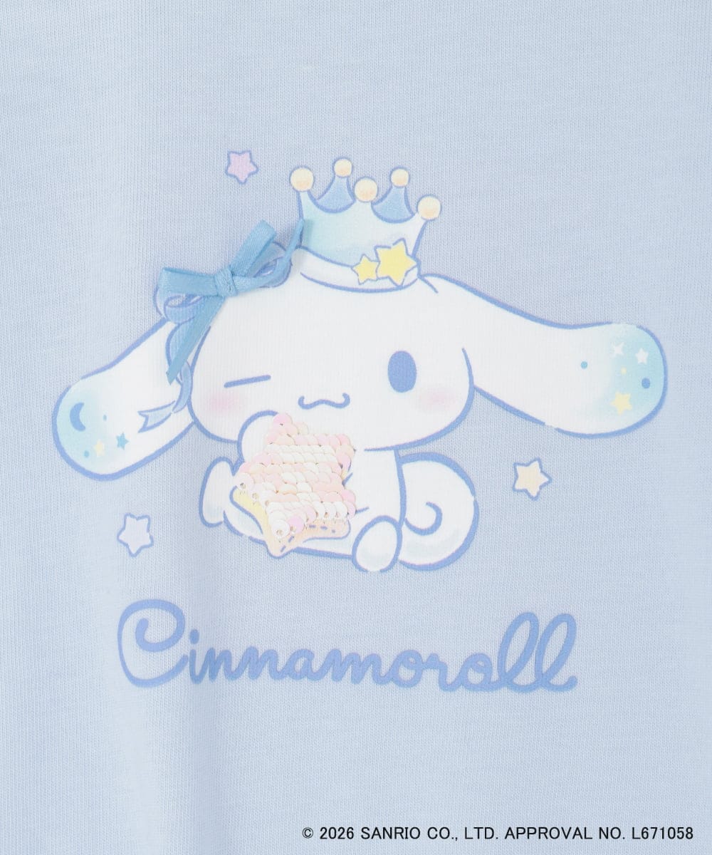 KJKGD61039 a.v.v KIDS(アー・ヴェ・ヴェ) [110-140]【数量限定】[シナモロール＆クロミ]スパンコールTシャツ ライトブルー