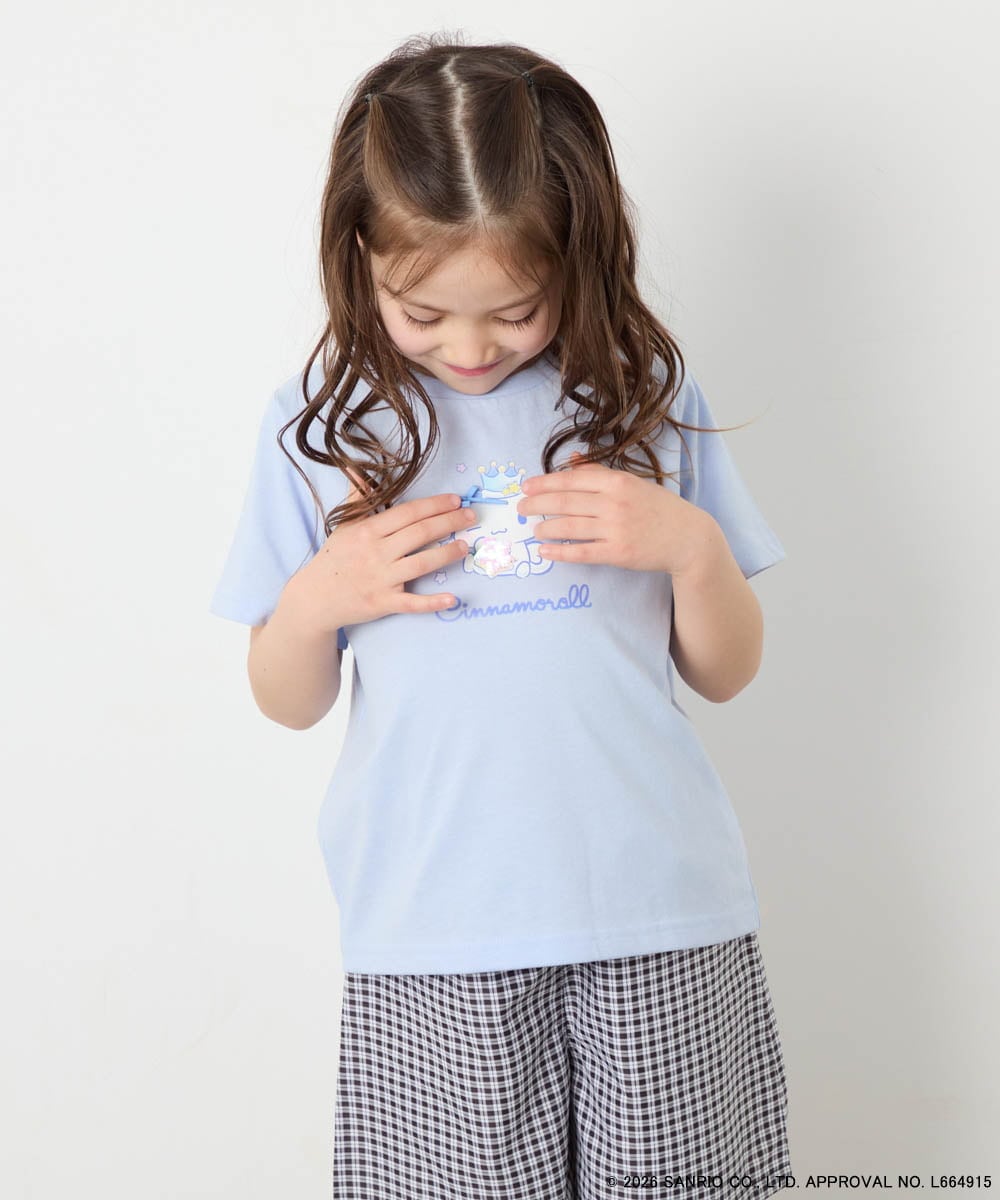 KJKGD61039 a.v.v KIDS(アー・ヴェ・ヴェ) [110-140]【数量限定】[シナモロール＆クロミ]スパンコールTシャツ ライトブルー