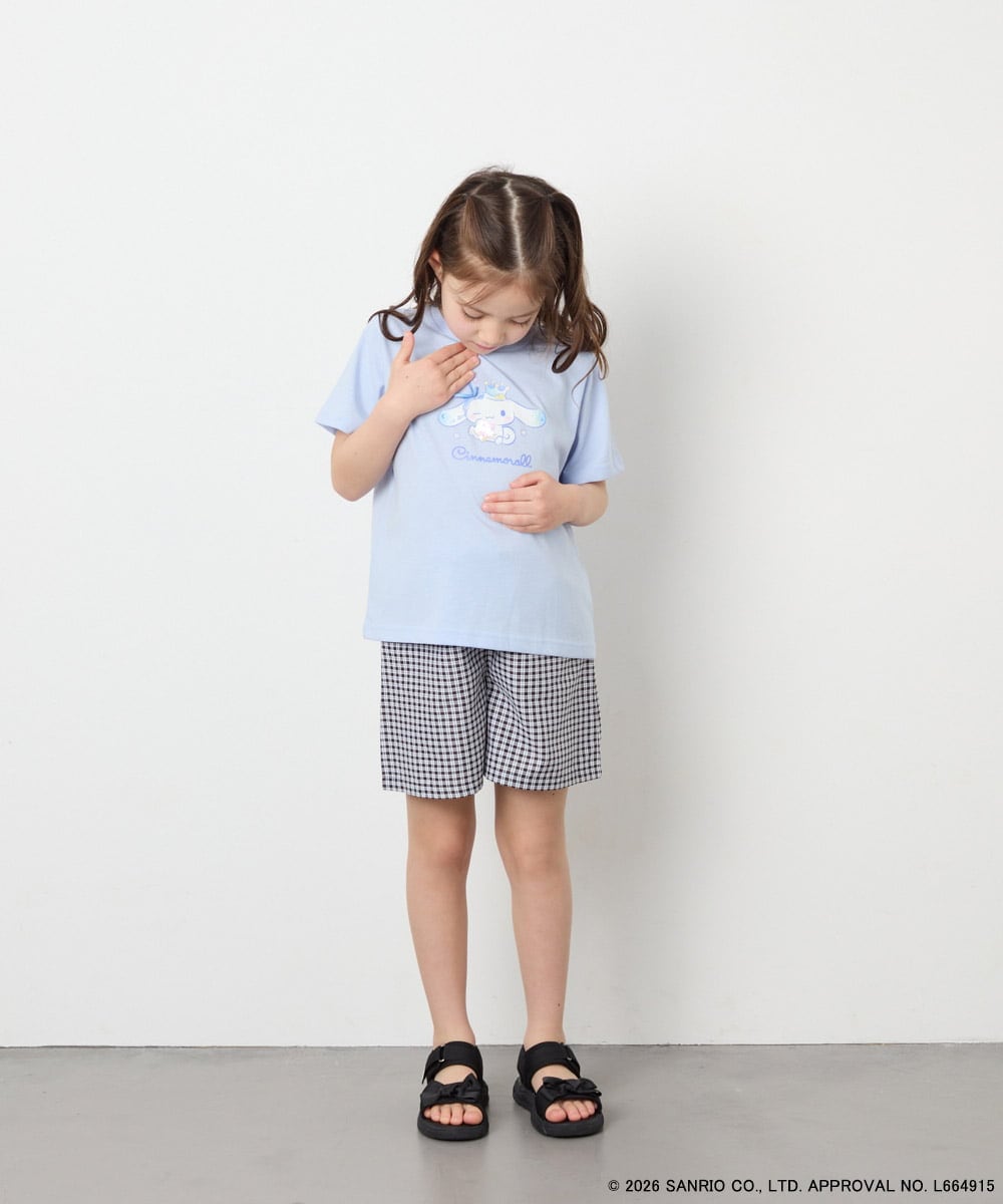 KJKGD61039 a.v.v KIDS(アー・ヴェ・ヴェ) [110-140]【数量限定】[シナモロール＆クロミ]スパンコールTシャツ ライトブルー