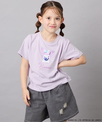 KJKGD61039  [110-140]【数量限定】[シナモロール＆クロミ]スパンコールTシャツ