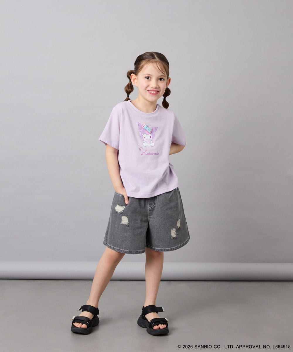 KJKGD61039 a.v.v KIDS(アー・ヴェ・ヴェ) [110-140]【数量限定】[シナモロール＆クロミ]スパンコールTシャツ ラベンダー