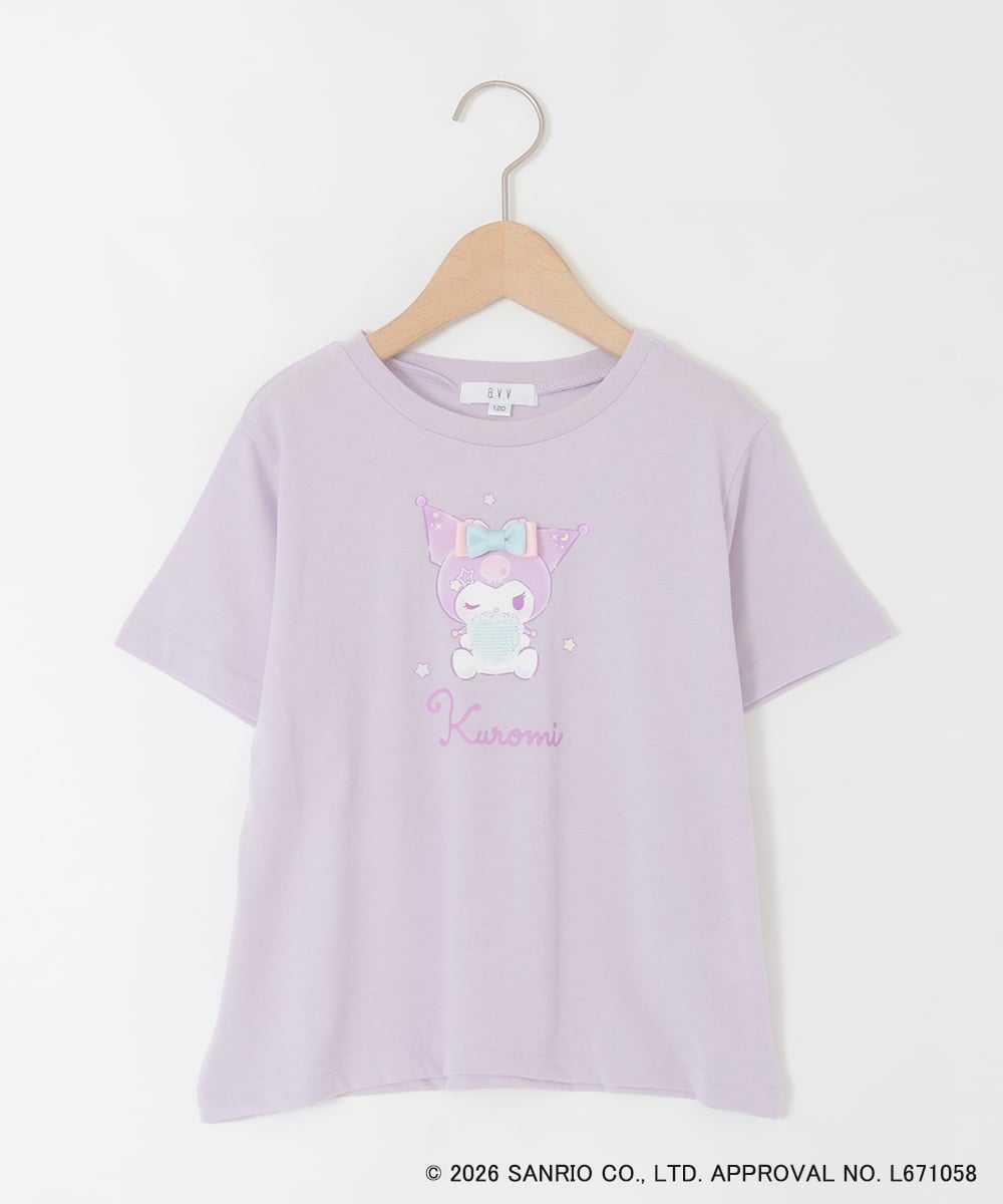 KJKGD61039 a.v.v KIDS(アー・ヴェ・ヴェ) [110-140]【数量限定】[シナモロール＆クロミ]スパンコールTシャツ ラベンダー