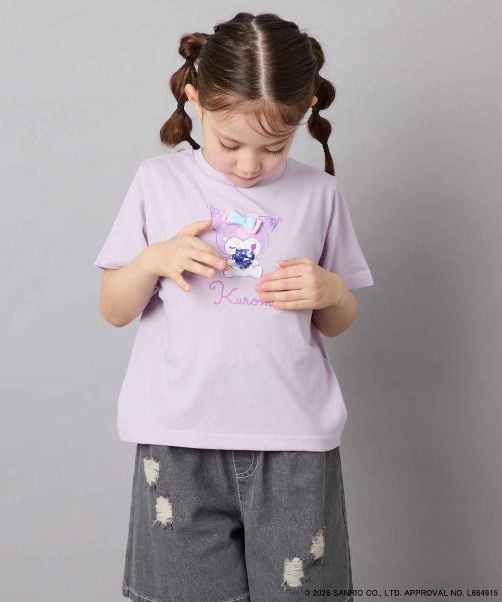 KJKGD61039 a.v.v KIDS(アー・ヴェ・ヴェ) [110-140]【数量限定】[シナモロール＆クロミ]スパンコールTシャツ ラベンダー