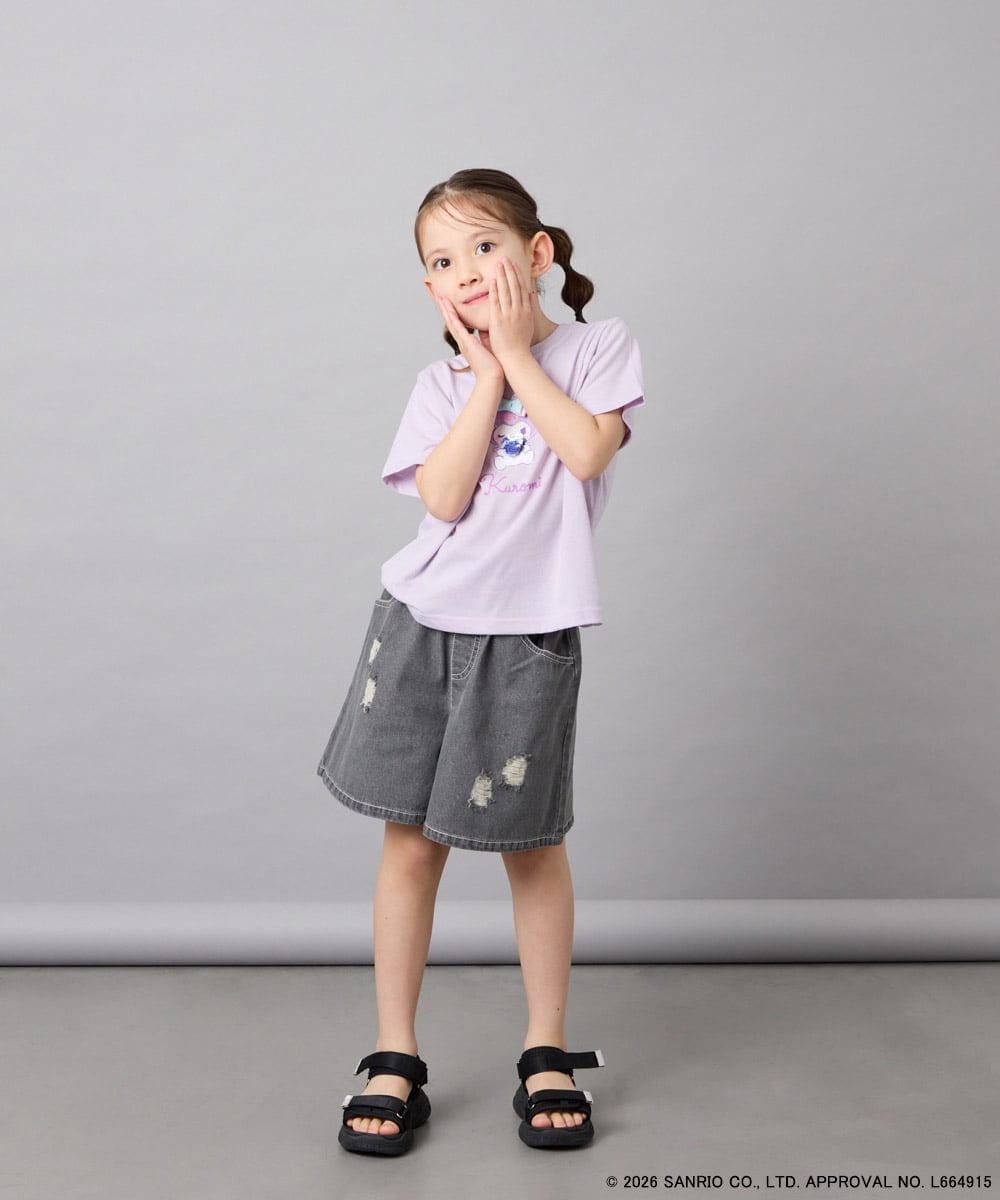 KJKGD61039 a.v.v KIDS(アー・ヴェ・ヴェ) [110-140]【数量限定】[シナモロール＆クロミ]スパンコールTシャツ ラベンダー