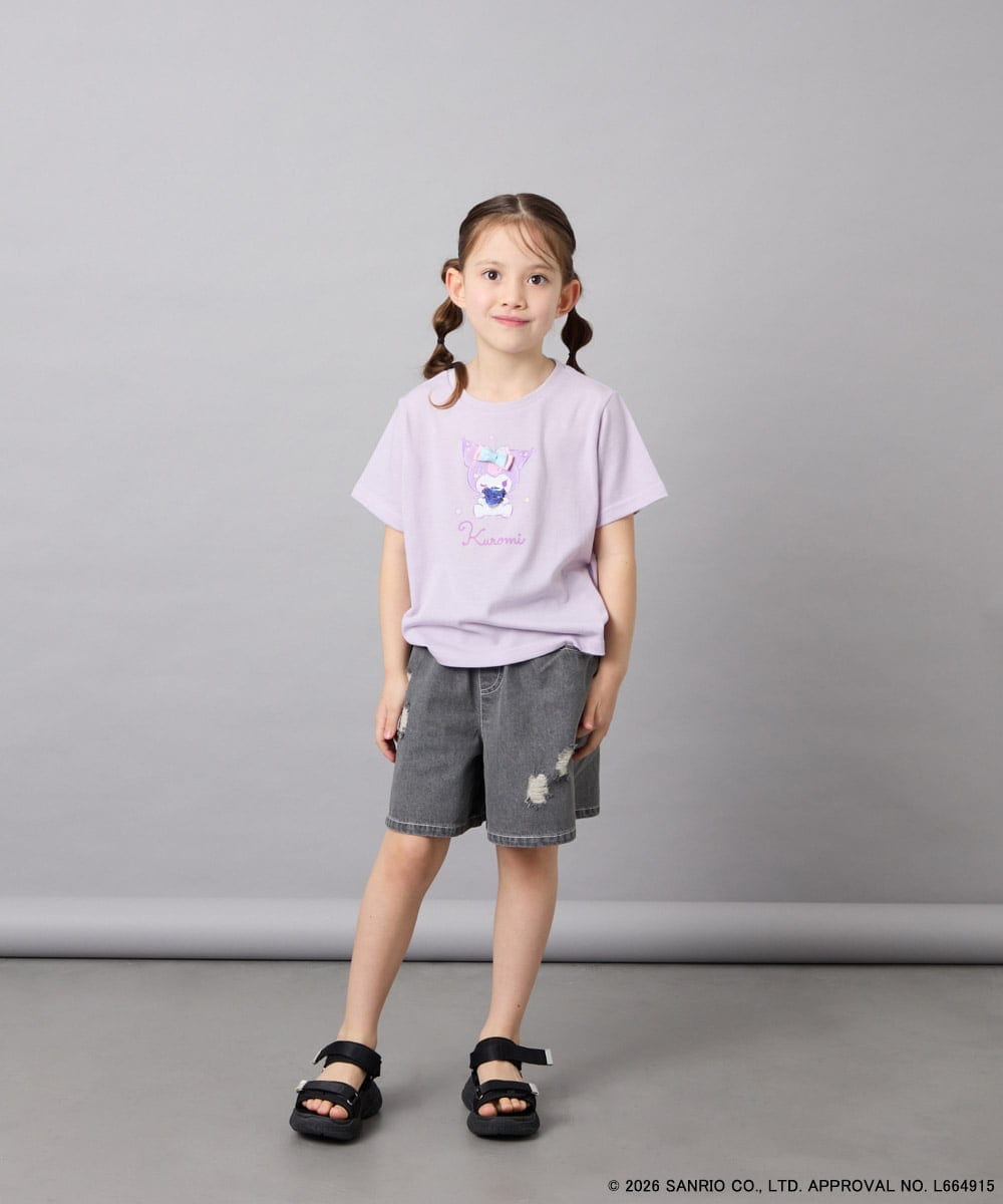 KJKGD61039 a.v.v KIDS(アー・ヴェ・ヴェ) [110-140]【数量限定】[シナモロール＆クロミ]スパンコールTシャツ ラベンダー