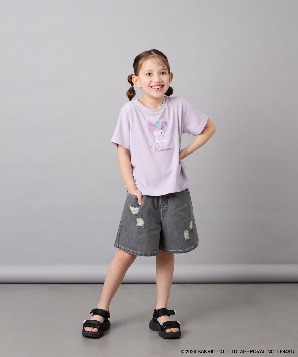 KJKGD61039 a.v.v KIDS(アー・ヴェ・ヴェ) [110-140]【数量限定】[シナモロール＆クロミ]スパンコールTシャツ ラベンダー