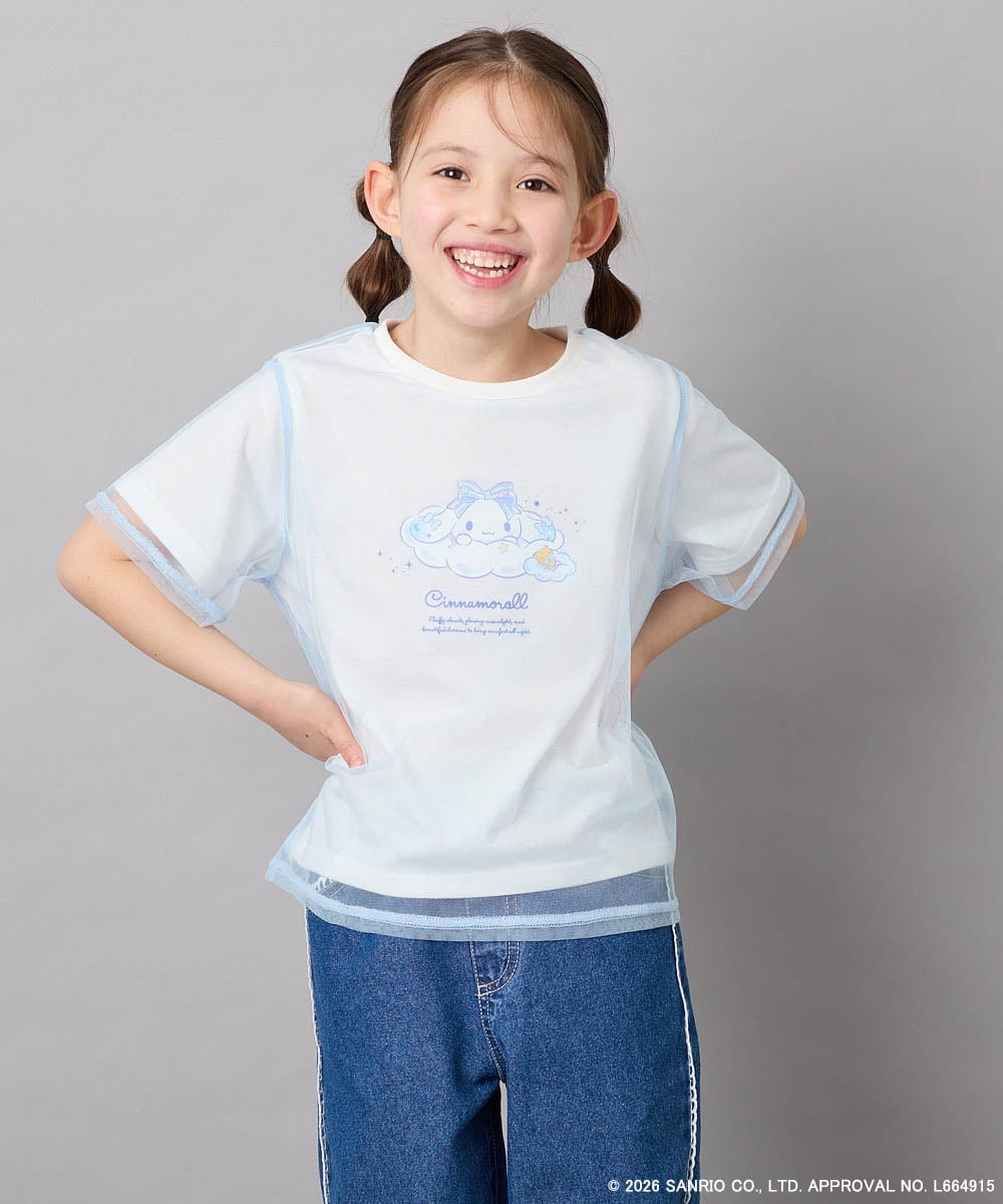 KJKGD62044 a.v.v KIDS [120-150]【数量限定】[シナモロール＆クロミ]オーバーチュールTシャツ