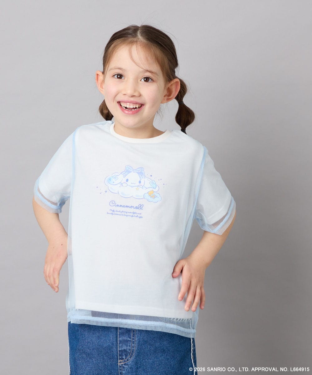 KJKGD62044 a.v.v KIDS(アー・ヴェ・ヴェ) [120-150]【数量限定】[シナモロール＆クロミ]オーバーチュールTシャツ ホワイト