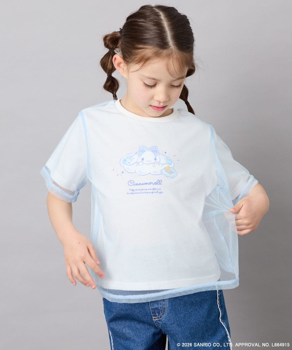 KJKGD62044 a.v.v KIDS(アー・ヴェ・ヴェ) [120-150]【数量限定】[シナモロール＆クロミ]オーバーチュールTシャツ ホワイト