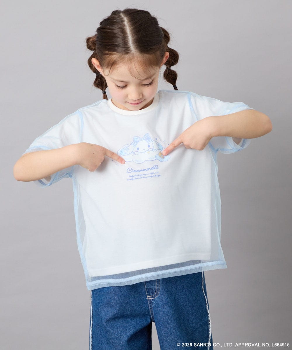 KJKGD62044 a.v.v KIDS(アー・ヴェ・ヴェ) [120-150]【数量限定】[シナモロール＆クロミ]オーバーチュールTシャツ ホワイト