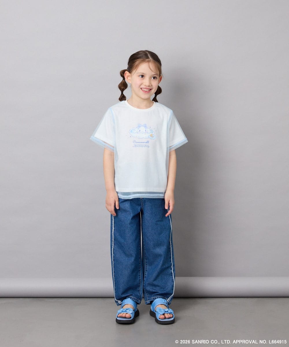 KJKGD62044 a.v.v KIDS(アー・ヴェ・ヴェ) [120-150]【数量限定】[シナモロール＆クロミ]オーバーチュールTシャツ ホワイト