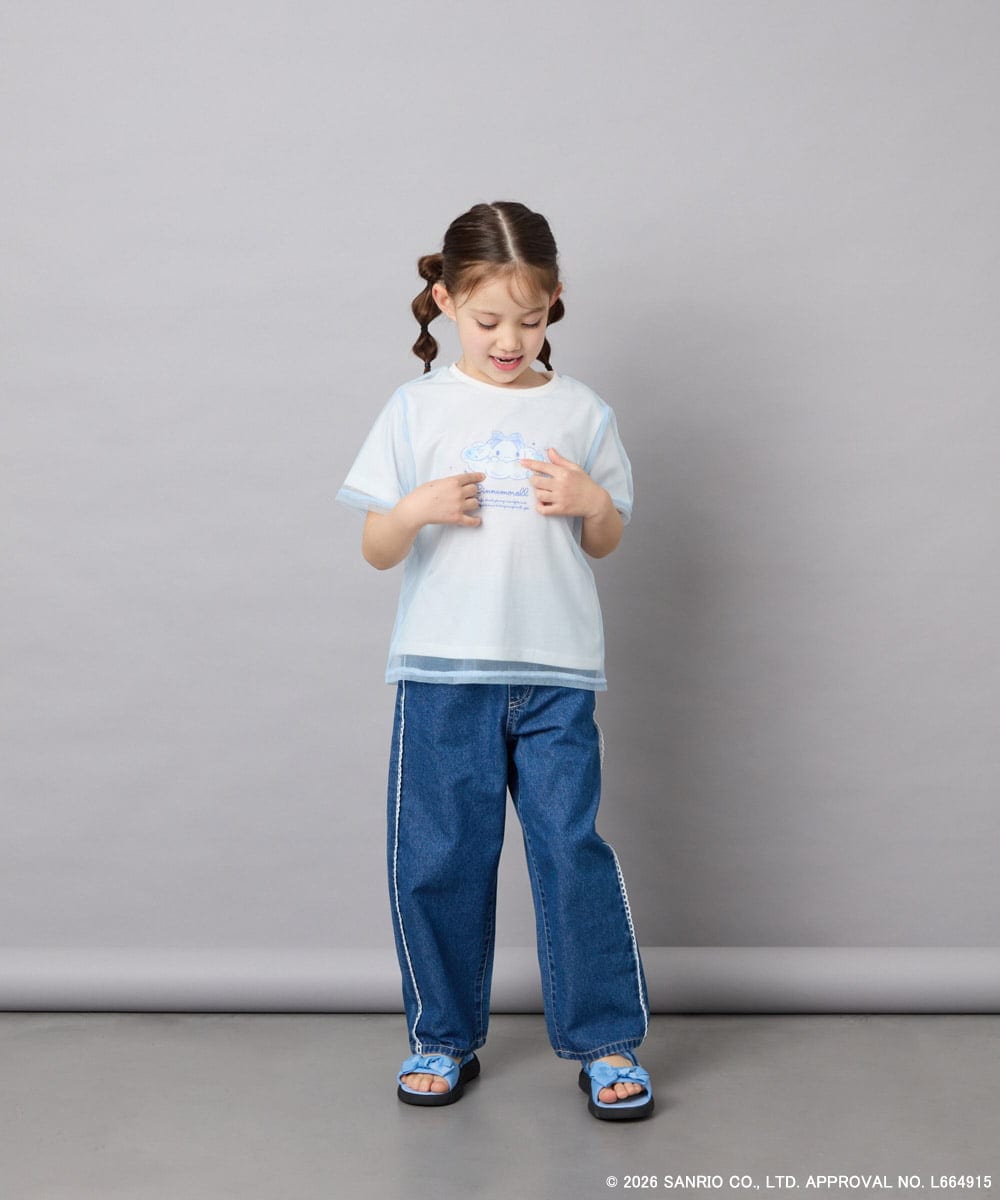 KJKGD62044 a.v.v KIDS(アー・ヴェ・ヴェ) [120-150]【数量限定】[シナモロール＆クロミ]オーバーチュールTシャツ ホワイト