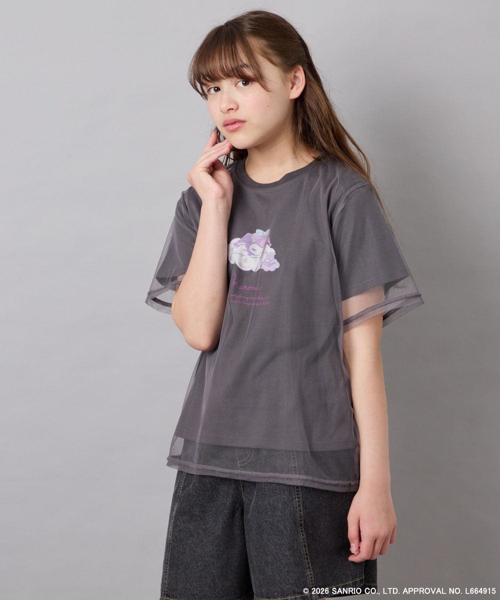 KJKGD62044 a.v.v KIDS(アー・ヴェ・ヴェ) [120-150]【数量限定】[シナモロール＆クロミ]オーバーチュールTシャツ ダークグレー