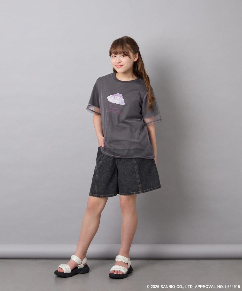 KJKGD62044 a.v.v KIDS(アー・ヴェ・ヴェ) [120-150]【数量限定】[シナモロール＆クロミ]オーバーチュールTシャツ ダークグレー