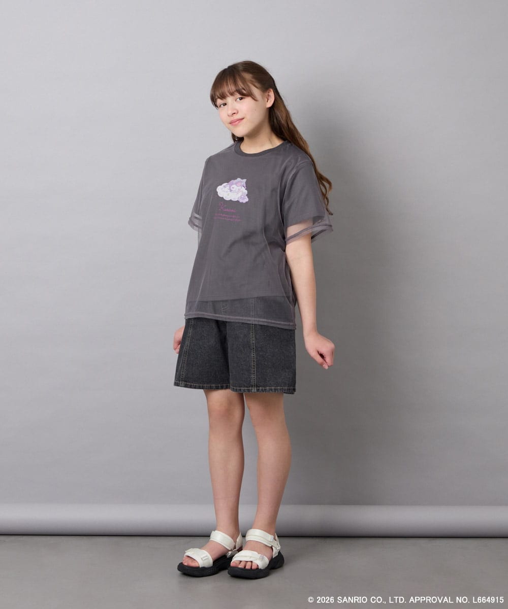 KJKGD62044 a.v.v KIDS(アー・ヴェ・ヴェ) [120-150]【数量限定】[シナモロール＆クロミ]オーバーチュールTシャツ ダークグレー