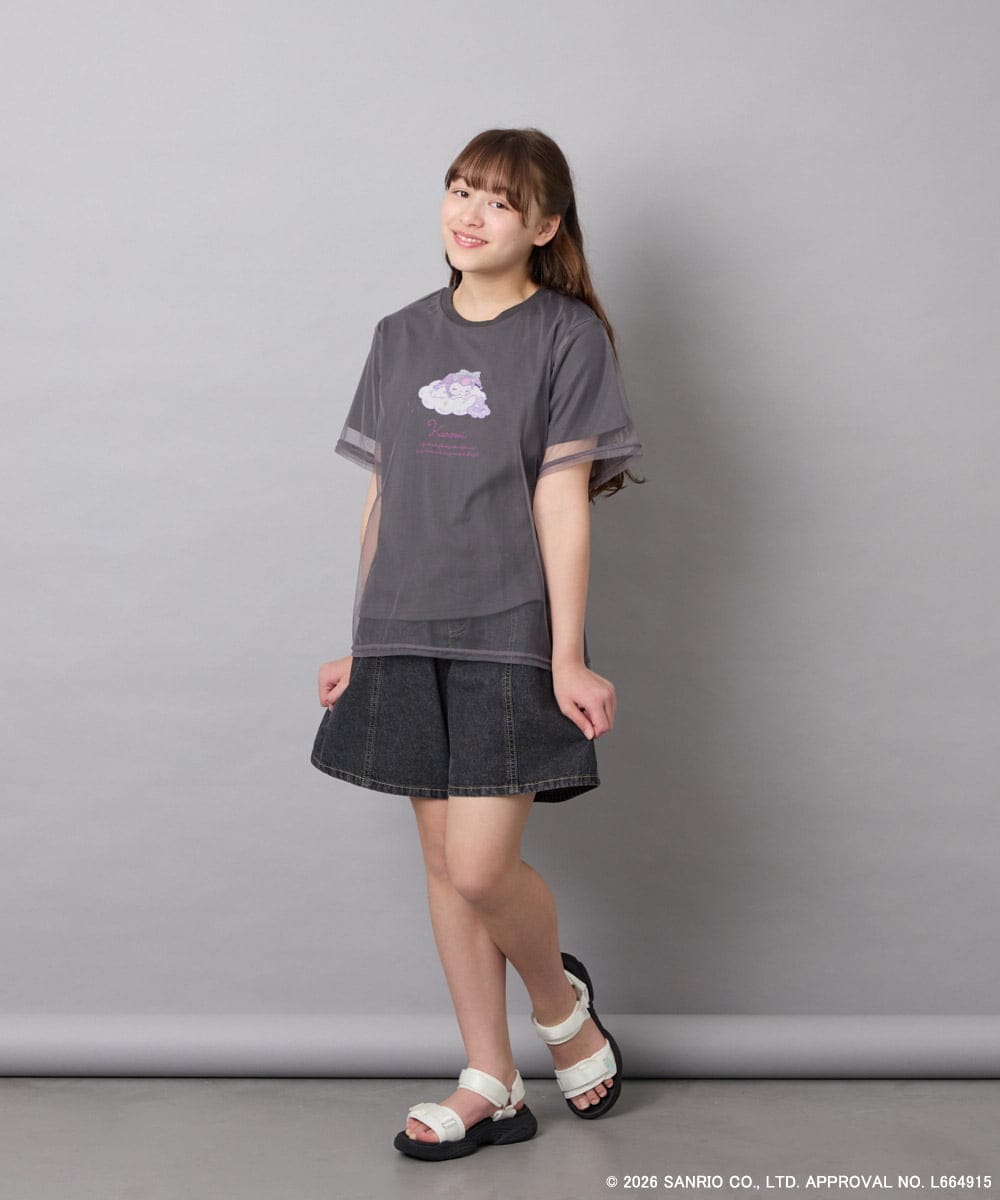 KJKGD62044 a.v.v KIDS(アー・ヴェ・ヴェ) [120-150]【数量限定】[シナモロール＆クロミ]オーバーチュールTシャツ ダークグレー