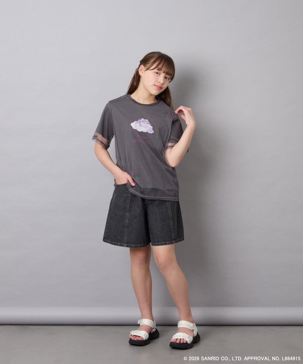 KJKGD62044 a.v.v KIDS(アー・ヴェ・ヴェ) [120-150]【数量限定】[シナモロール＆クロミ]オーバーチュールTシャツ ダークグレー