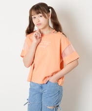 KJKGD65035 a.v.v KIDS(アー・ヴェ・ヴェ) [120-160]アシメ肩シアーTシャツ オレンジ