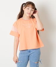 KJKGD65035 a.v.v KIDS(アー・ヴェ・ヴェ) [120-160]アシメ肩シアーTシャツ オレンジ