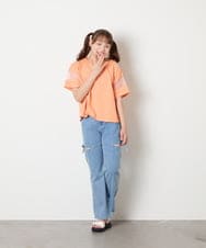 KJKGD65035 a.v.v KIDS(アー・ヴェ・ヴェ) [120-160]アシメ肩シアーTシャツ オレンジ