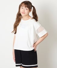 KJKGD65035 a.v.v KIDS(アー・ヴェ・ヴェ) [120-160]アシメ肩シアーTシャツ ホワイト