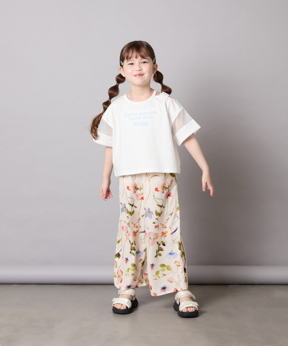 KJKGD65035 a.v.v KIDS(アー・ヴェ・ヴェ) [120-160]アシメ肩シアーTシャツ ホワイト