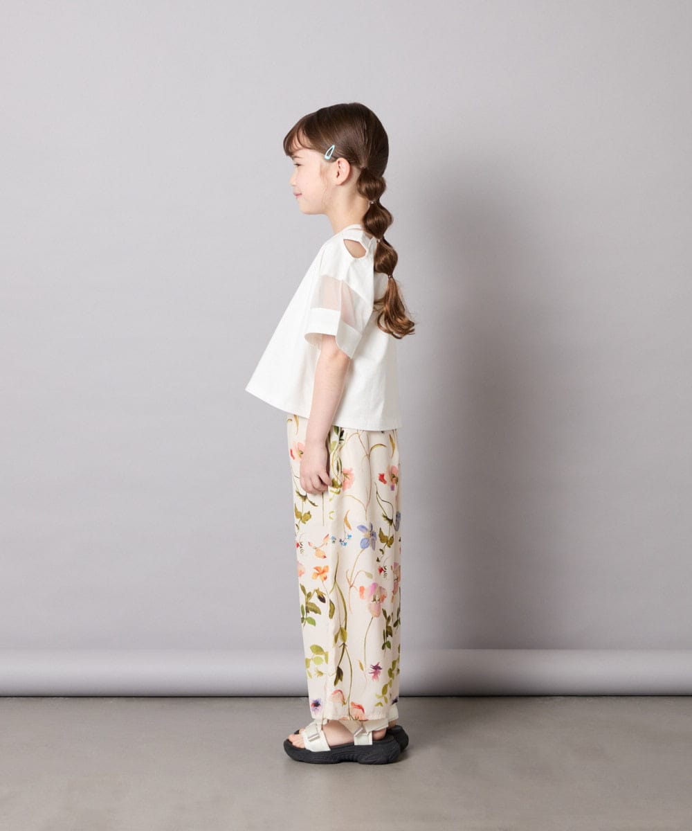 KJKGD65035 a.v.v KIDS(アー・ヴェ・ヴェ) [120-160]アシメ肩シアーTシャツ ホワイト