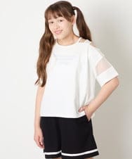 KJKGD65035 a.v.v KIDS(アー・ヴェ・ヴェ) [120-160]アシメ肩シアーTシャツ ホワイト