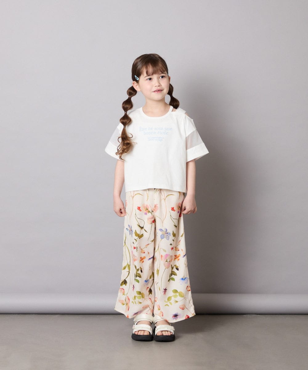 KJKGD65035 a.v.v KIDS(アー・ヴェ・ヴェ) [120-160]アシメ肩シアーTシャツ ホワイト