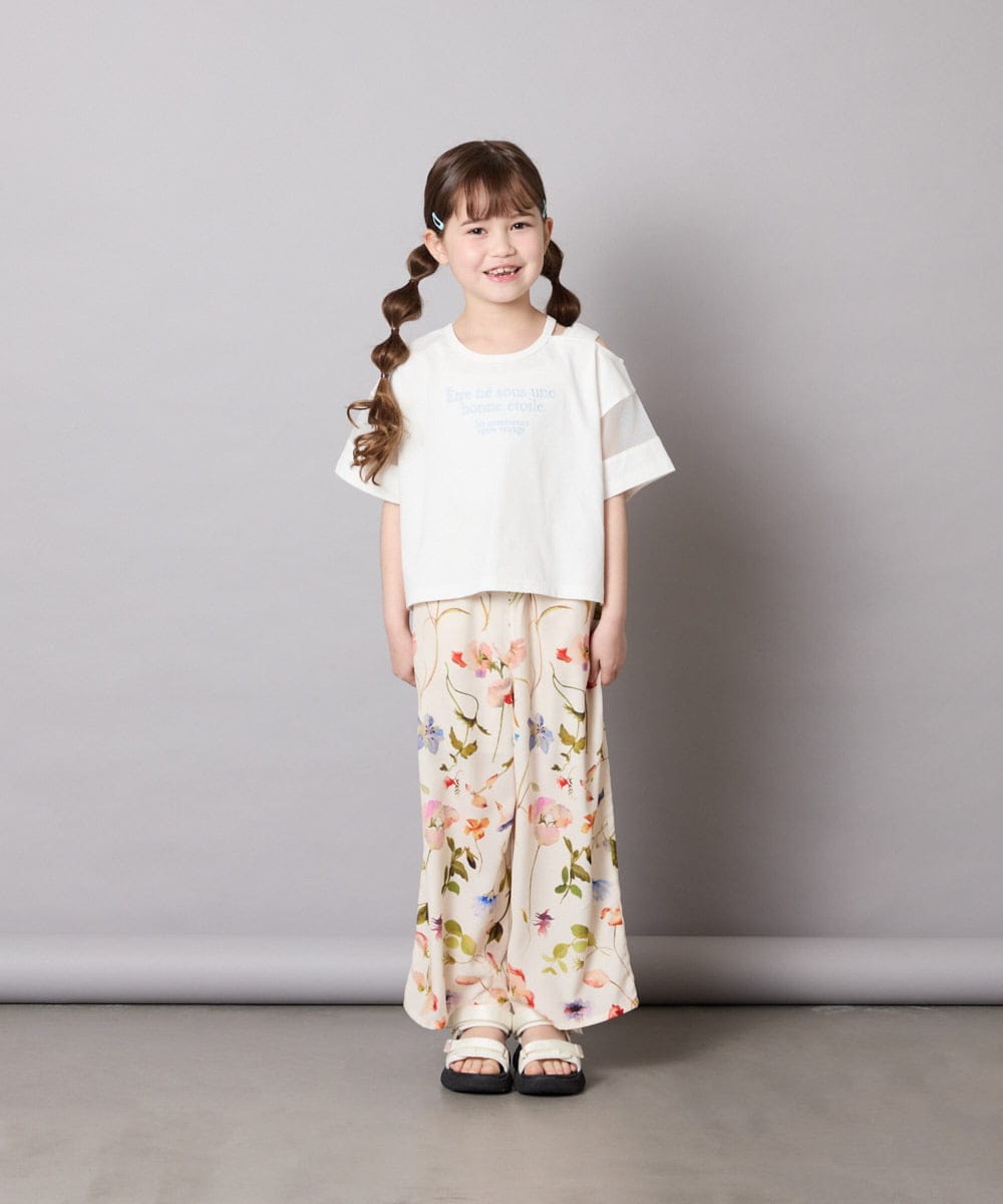 KJKGD65035 a.v.v KIDS(アー・ヴェ・ヴェ) [120-160]アシメ肩シアーTシャツ ホワイト