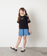 KJKGD65035 a.v.v KIDS(アー・ヴェ・ヴェ) [120-160]アシメ肩シアーTシャツ ブラック