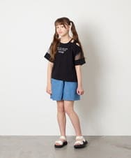 KJKGD65035 a.v.v KIDS(アー・ヴェ・ヴェ) [120-160]アシメ肩シアーTシャツ ブラック