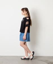KJKGD65035 a.v.v KIDS(アー・ヴェ・ヴェ) [120-160]アシメ肩シアーTシャツ ブラック