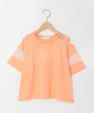 KJKGD65035 a.v.v KIDS(アー・ヴェ・ヴェ) [120-160]アシメ肩シアーTシャツ オレンジ