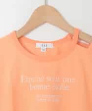 KJKGD65035 a.v.v KIDS(アー・ヴェ・ヴェ) [120-160]アシメ肩シアーTシャツ オレンジ