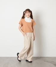 KJKGD66044 a.v.v KIDS(アー・ヴェ・ヴェ) [140-160]シャツレイヤード風ニットソー オレンジ