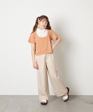 KJKGD66044 a.v.v KIDS(アー・ヴェ・ヴェ) [140-160]シャツレイヤード風ニットソー オレンジ